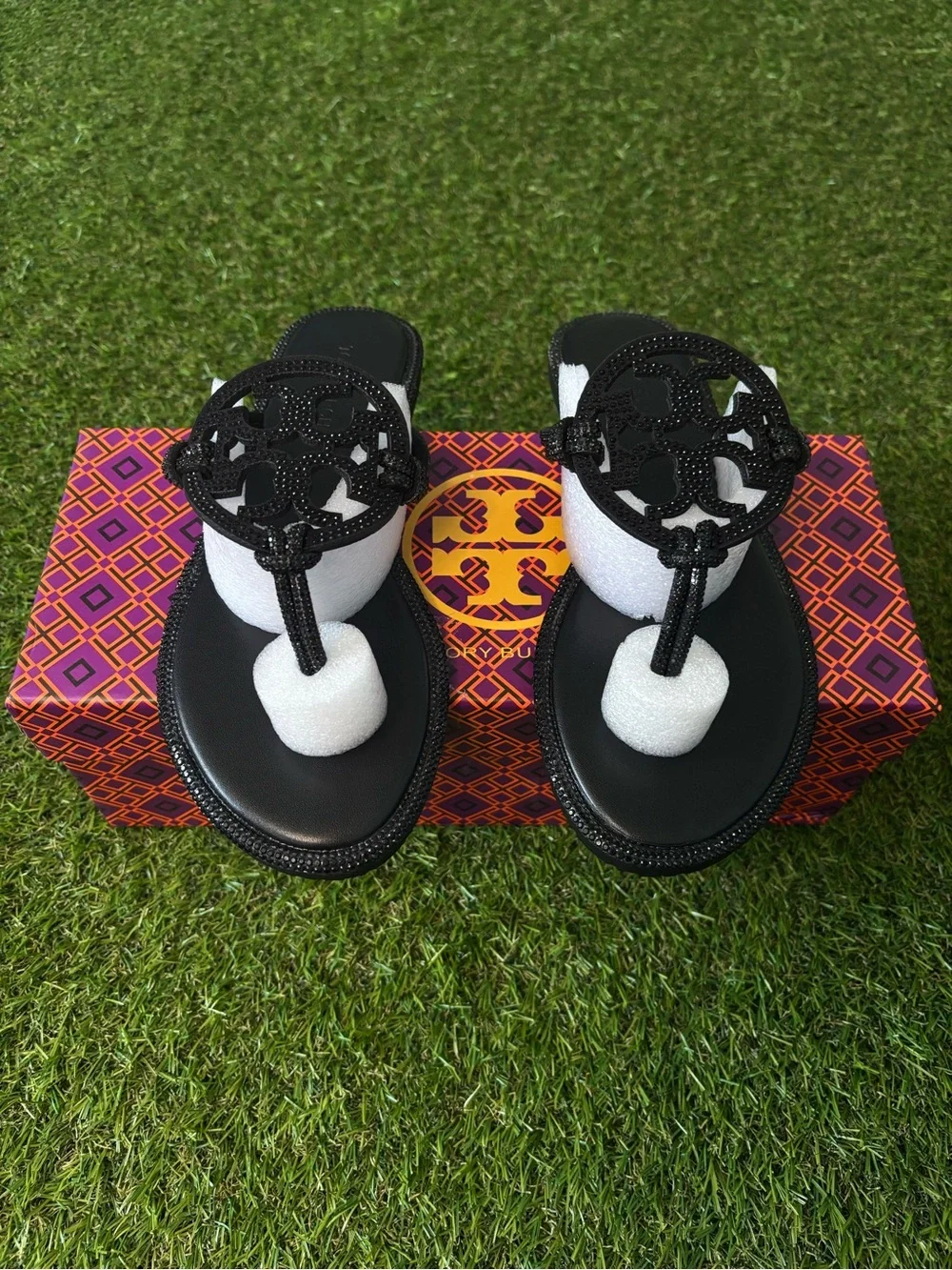 Tory Burch Sandals Black with gems Size 6-6.5